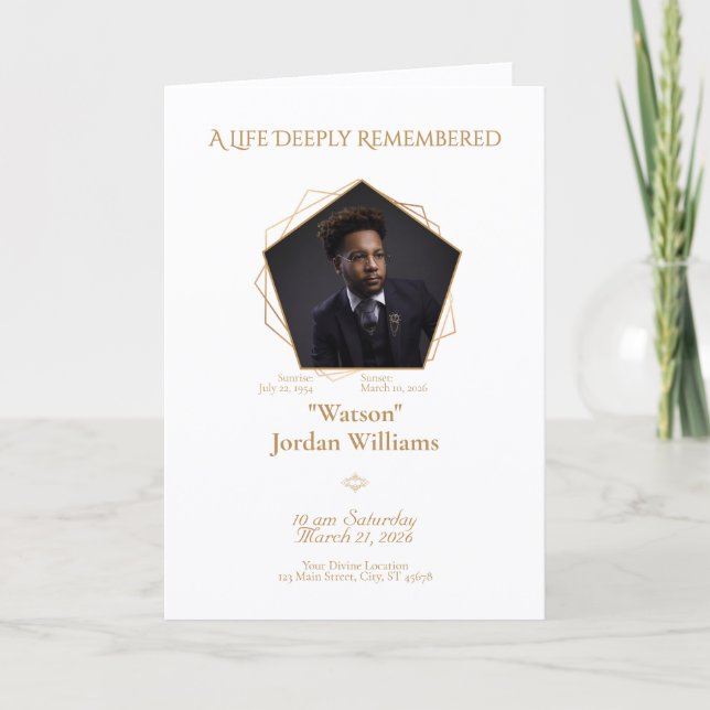 Honey‑Brown Text White Background Bifold Program Invitation (Front)