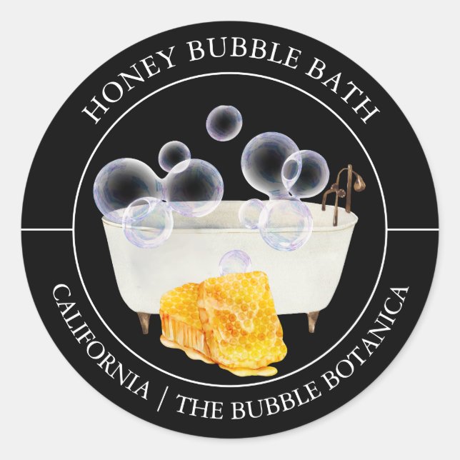 Honey Bubble Bath label (Front)
