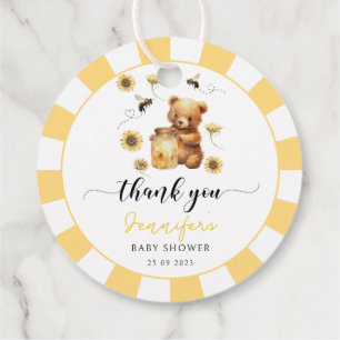 Honey bumble bee boy baby shower thank you favour tags