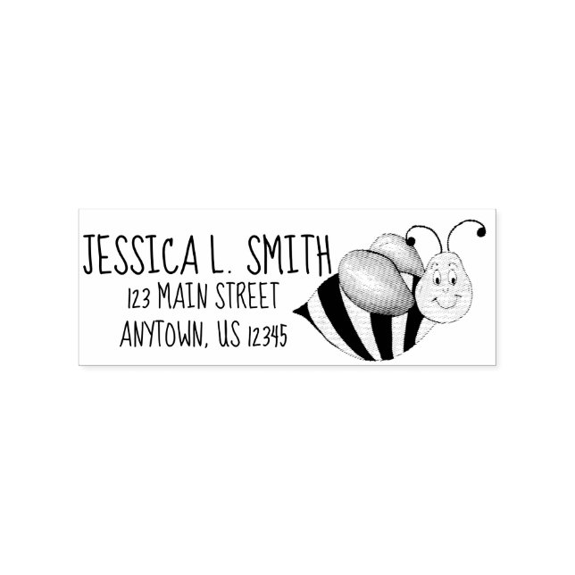 Honey Bumble Bee Bumblebee Personalised Address Rubber Stamp (Imprint)