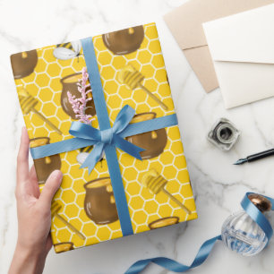 Honey Bumble Bee Gnome Pattern  Wrapping Paper