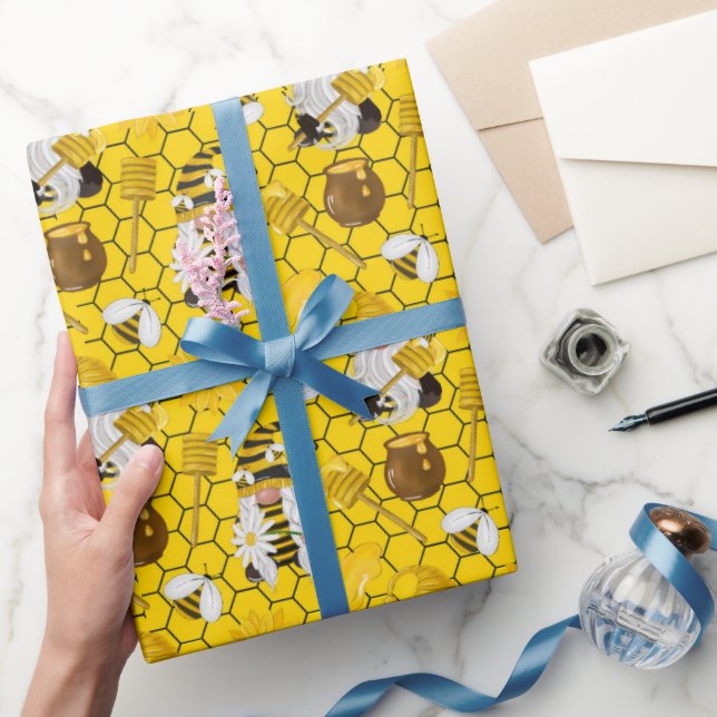 Honey Bumble Bee Gnome Pattern  Wrapping Paper (Gifting)