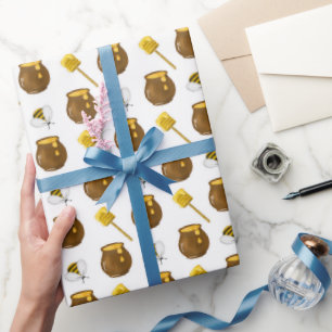 Honey Bumble Bee Gnome Pattern Wrapping Paper