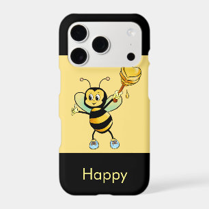 Honey bumble bee on black & golden beige