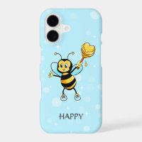 Honey bumble bee on black & light blue