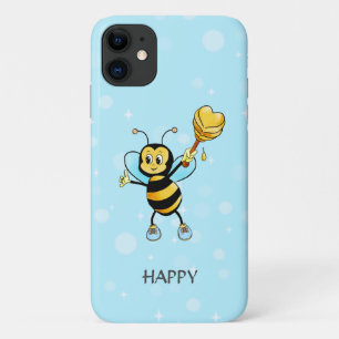 Honey bumble bee on black & light blue Case-Mate iPhone case
