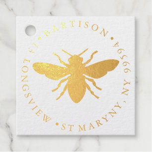 honey bumble bee ROUND RETURN ADDRESS Rubber Stamp Favour Tags