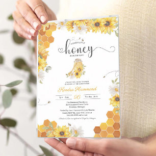 Honey Bumble Bee Sunflower Baby Shower Invitation