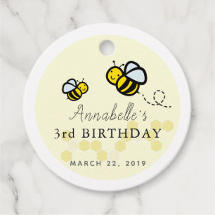 Honey / Bumble Bees & Daisy Birthday Thank You Favour Tags