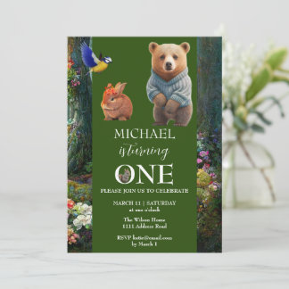 Honey Bunny and Boo Bear 1st Birthday Invitation