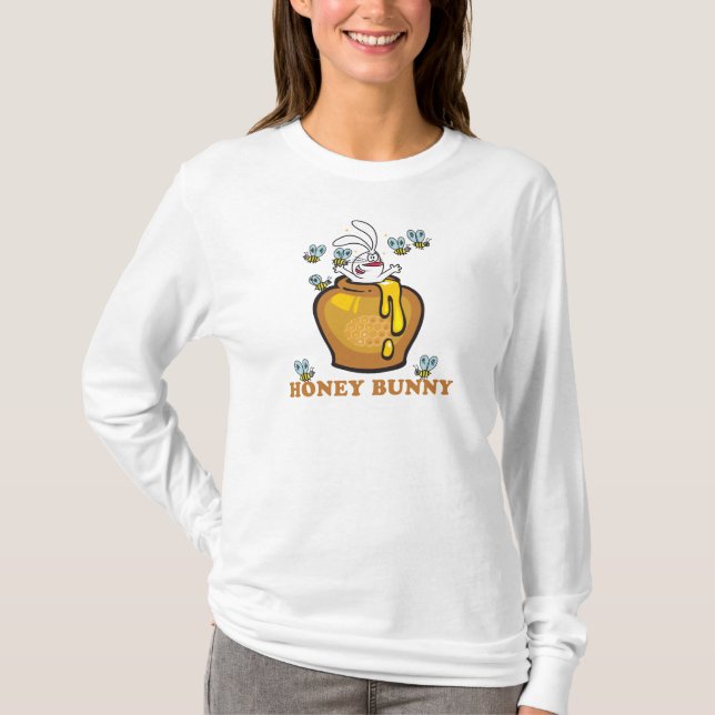 Honey Bunny Easter Ladies Hoodie T-Shirt (Front)