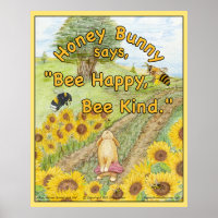 Honey Bunny says 'Bee Happy, Bee Kind'