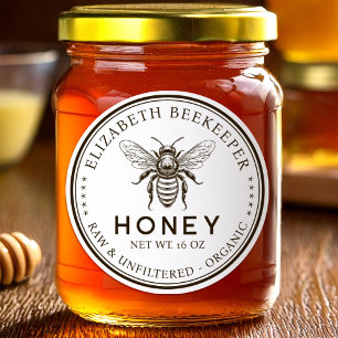 Honey canning label with custom colour bee