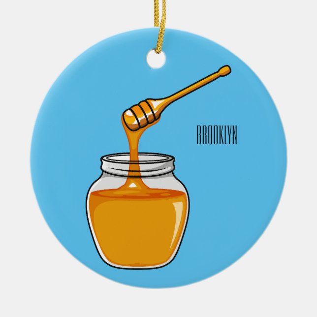 Honey cartoon illustration  ceramic tree decoration (Front)
