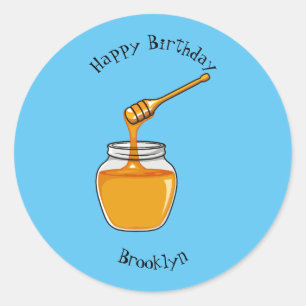 Honey cartoon illustration  classic round sticker