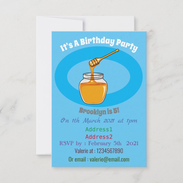 Honey cartoon illustration  invitation (Front)