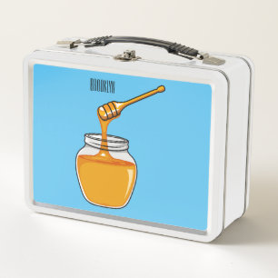 Honey cartoon illustration metal lunch box
