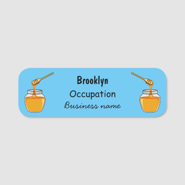 Honey cartoon illustration  name tag (Front)