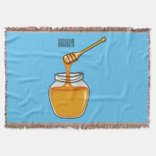 Honey cartoon illustration throw blanket