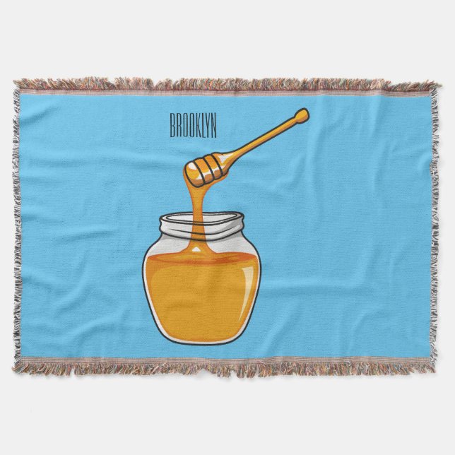 Honey cartoon illustration  throw blanket (Front)