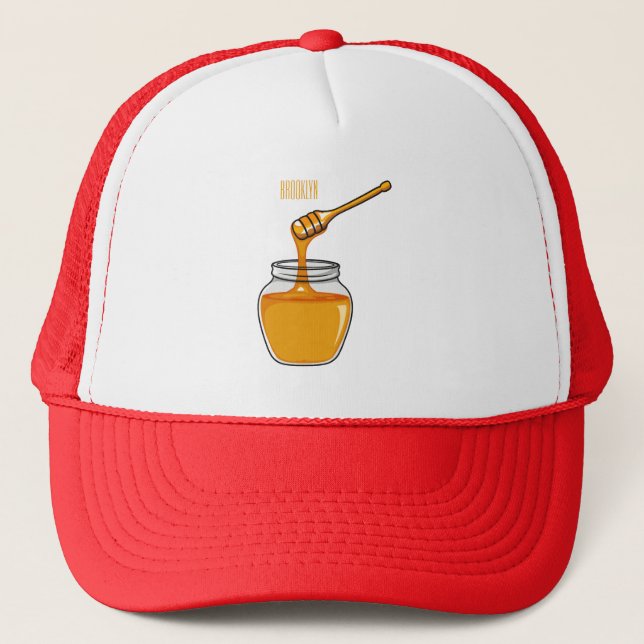 Honey cartoon illustration  trucker hat (Front)