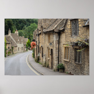Honey coloured cottages in Castle Combe, UK poster