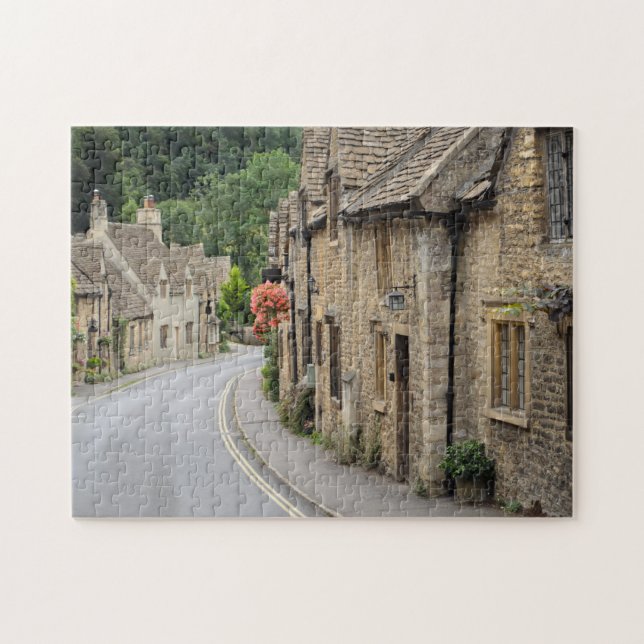 Honey coloured cottages in Castle Combe, UK puzzle (Horizontal)
