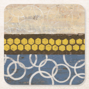 Honey Comb Abstract I Square Paper Coaster