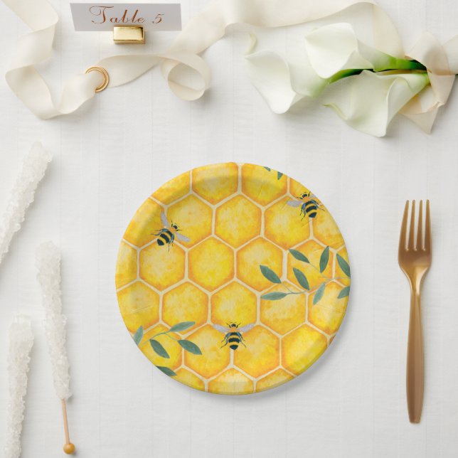 Honey Comb Bumble Bee Paper Plate (Wedding)