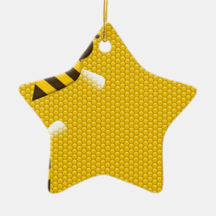 Honey Comb Yellow Gold  Bee Bees Pattern Art Ceramic Tree Decoration