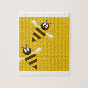 Honey Comb Yellow Gold Bee Bees Pattern Art Jigsaw Puzzle