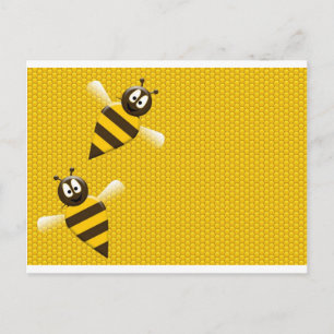 Honey Comb Yellow Gold Bee Bees Pattern Art Postcard