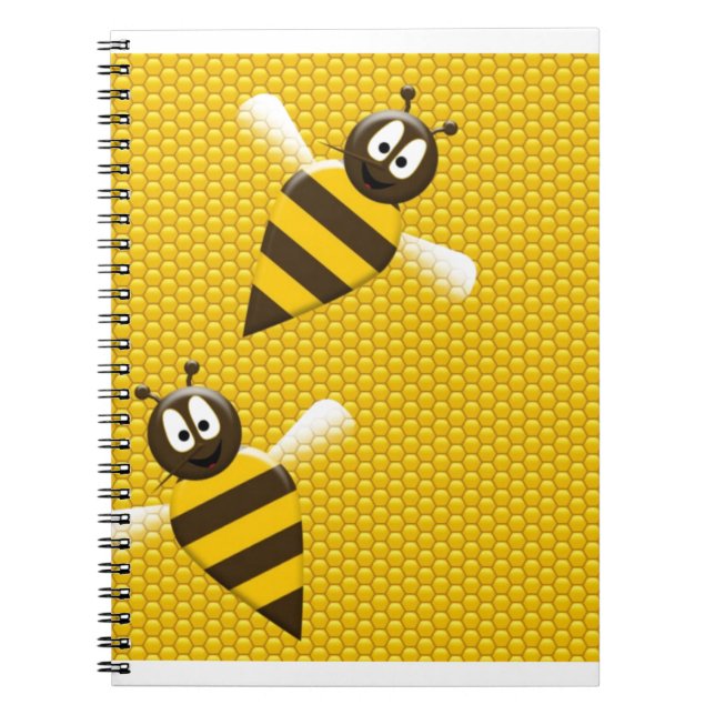 Honey Comb Yellow Gold  Bee Bees Pattern Art Spiral Notebook (Front)