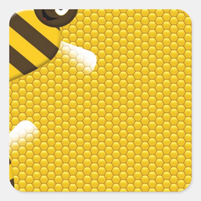 Honey Comb Yellow Gold  Bee Bees Pattern Art Square Sticker (Front)