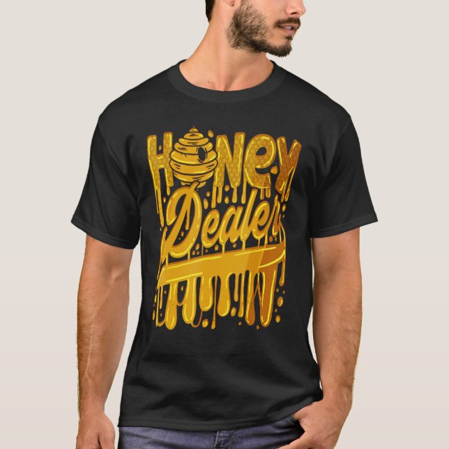 Honey Dealer Honeycomb Bee Hive Beekeeping Beekeep T-Shirt (Front)