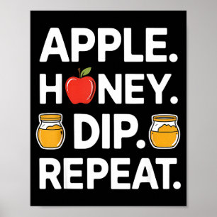 Honey Dip Repeat Funny Rosh Hashanah Jewish New Ye Poster