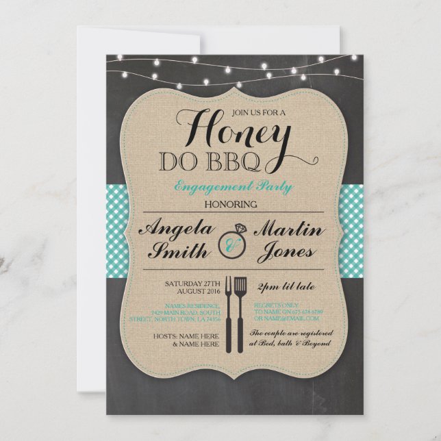 Honey Do BBQ Engagement Party I Do Couples Invite (Front)