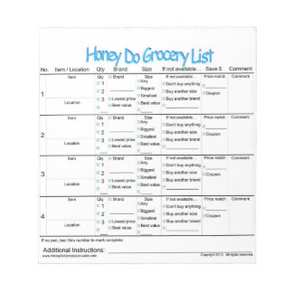 Honey Do Grocery List Notepad