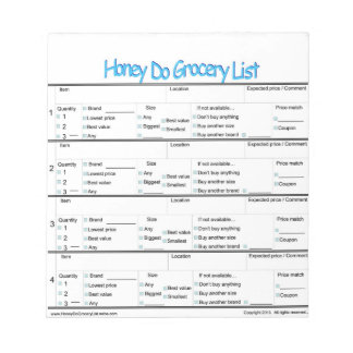 Honey Do Grocery List .. Notepad