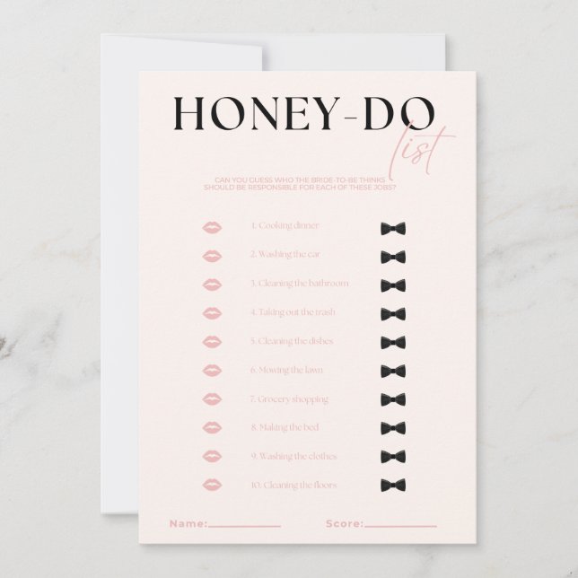 Honey-Do List Invitation (Front)