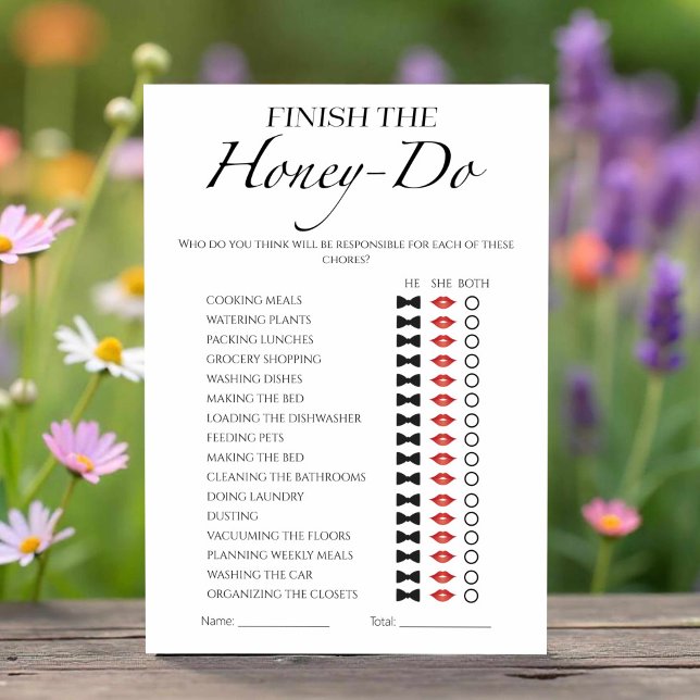 Honey Do List Minimalist Bridal Shower Game Card (Creator Uploaded)