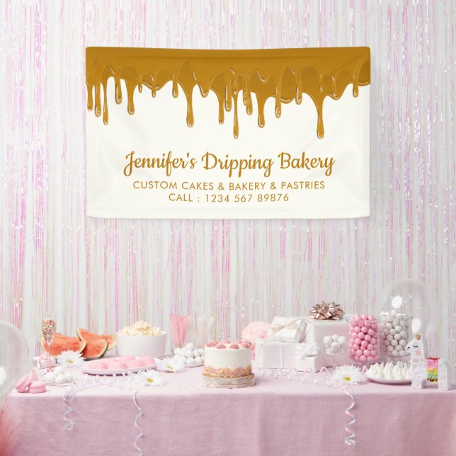 Honey Drip Bakery Chef Cafe Cake Display Banner (Party)
