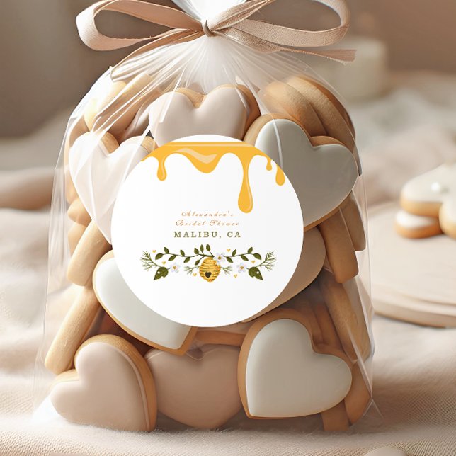 Honey drip floral bee bridal shower classic round sticker (Creator Uploaded)