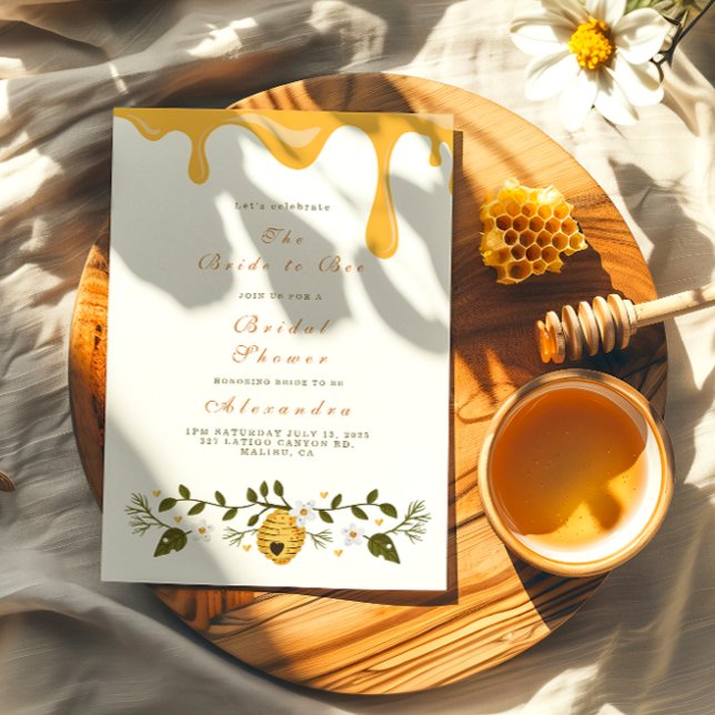 Honey drip floral bee bridal shower invitation (Creator Uploaded)