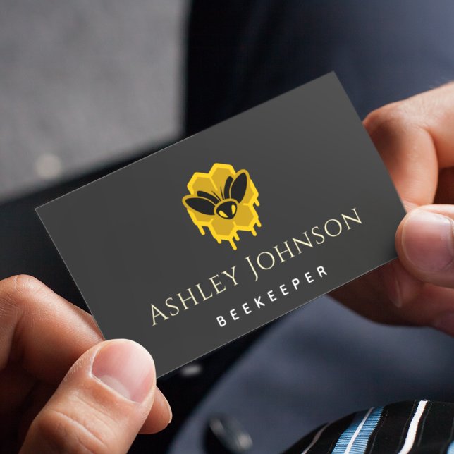 Honey Dripping Bee Beekeeper Honeycomb Elegant Business Card (Creator Uploaded)