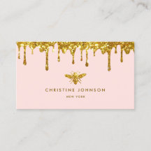 honey drips faux glitter bee  logo business card