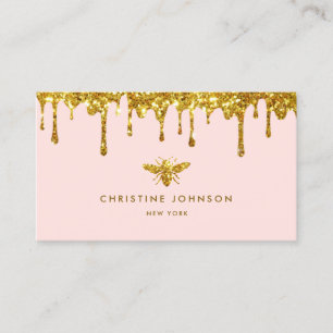 honey drips faux glitter bee logo business card