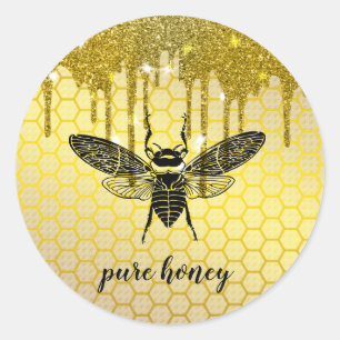 Honey Drips Gold Bee Seller Apiarist  Vintage Classic Round Sticker
