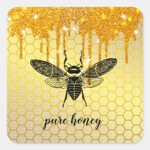 Honey Drips Gold Bee Seller Apiarist  Vintage Square Sticker