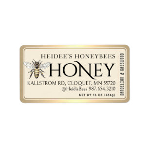 Honey Editable Label Vintage Queen Bee Gold Border